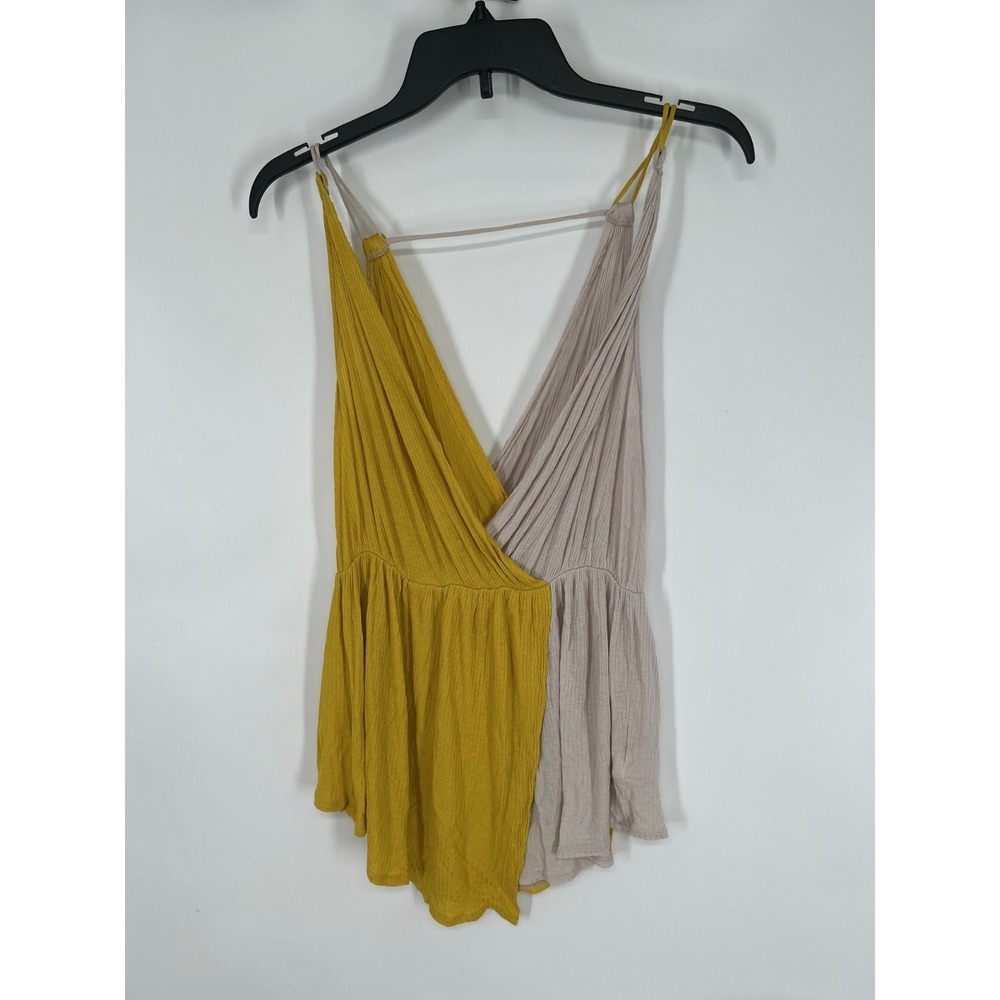 Free People Last Night Tank Top Women's XS Yellow Beige Sleeveless 100% Rayon